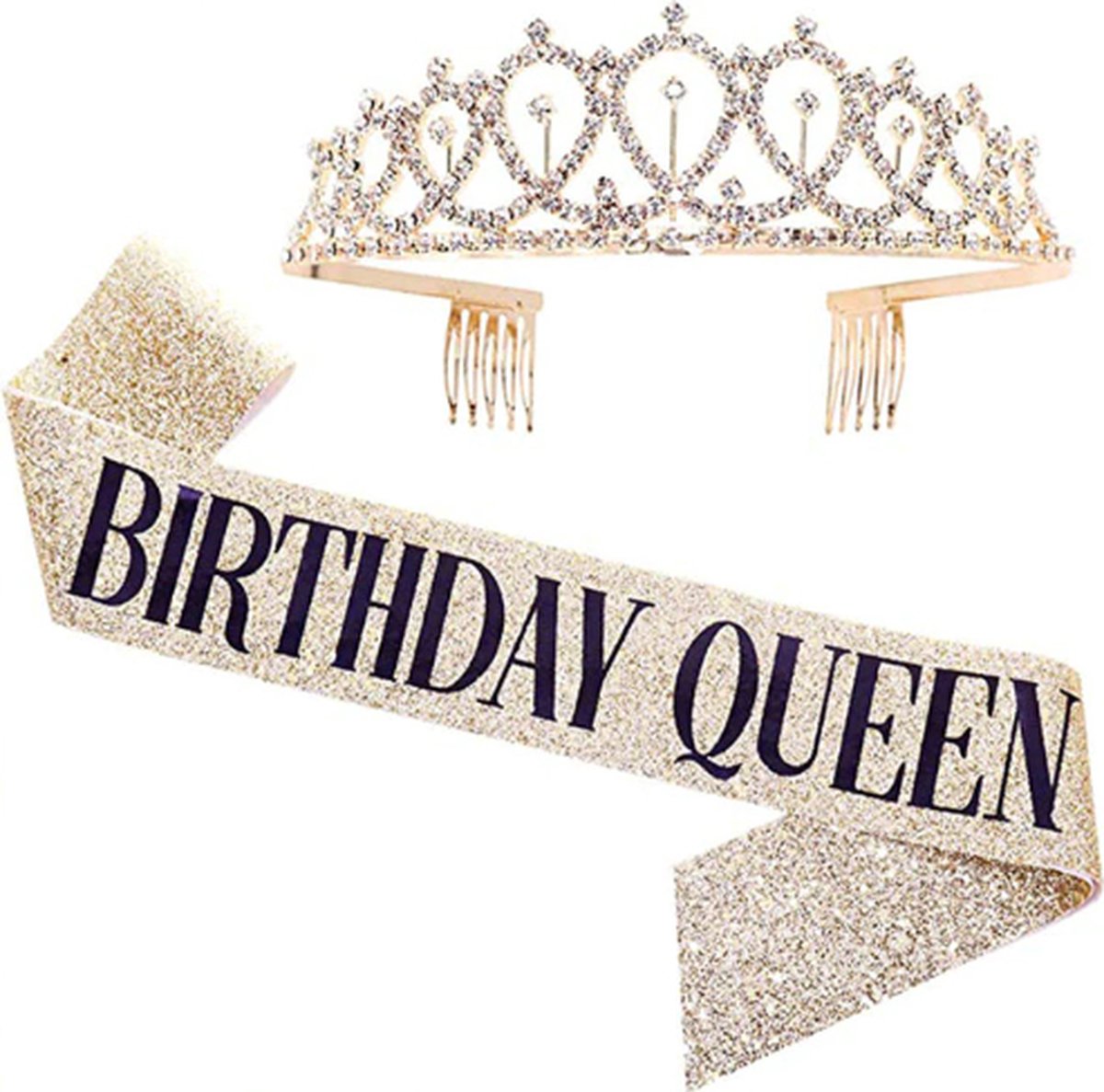 Fiory Kroon & Sjerp verjaardag | Birthday Queen | Verjaardag | Decoratie| Birthday | Riem| Lint| Goud- Zwart